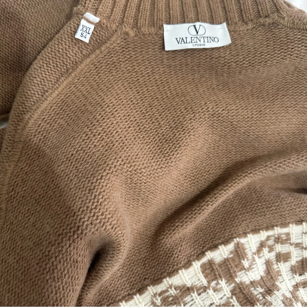 Vintage Valentino Studio Turtleneck Knit Sweater with Scandinavian Pattern - Picture 7 of 11